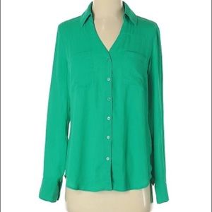 Kelly green button down blouse